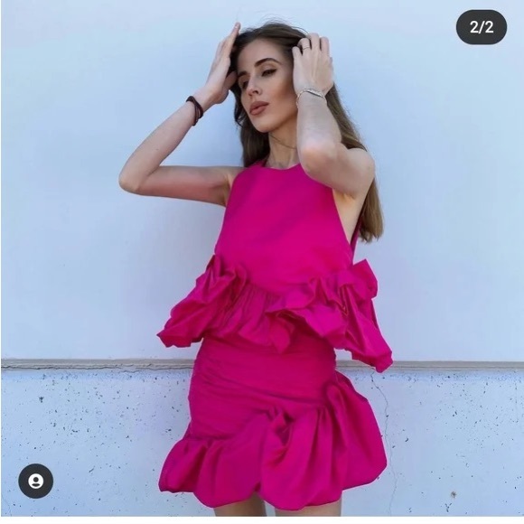 ZARA VOLUMINOUS TOP - LIMITED EDITION NEON FUCHSIA - Picture 2 of 5